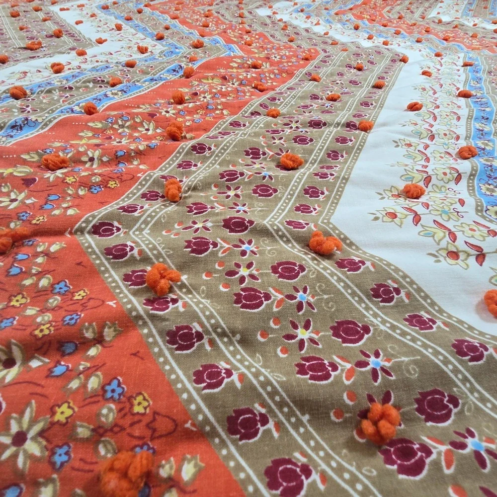 Handmade Quilt Blanket Throw Vintage 1970s‎ Cabin Farmhouse 80 x 93 Queen Size